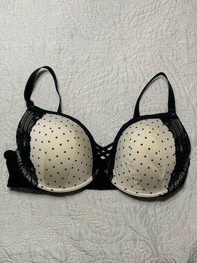 torrid Black & Cream Polka-Dot Lace Push-Up Bra